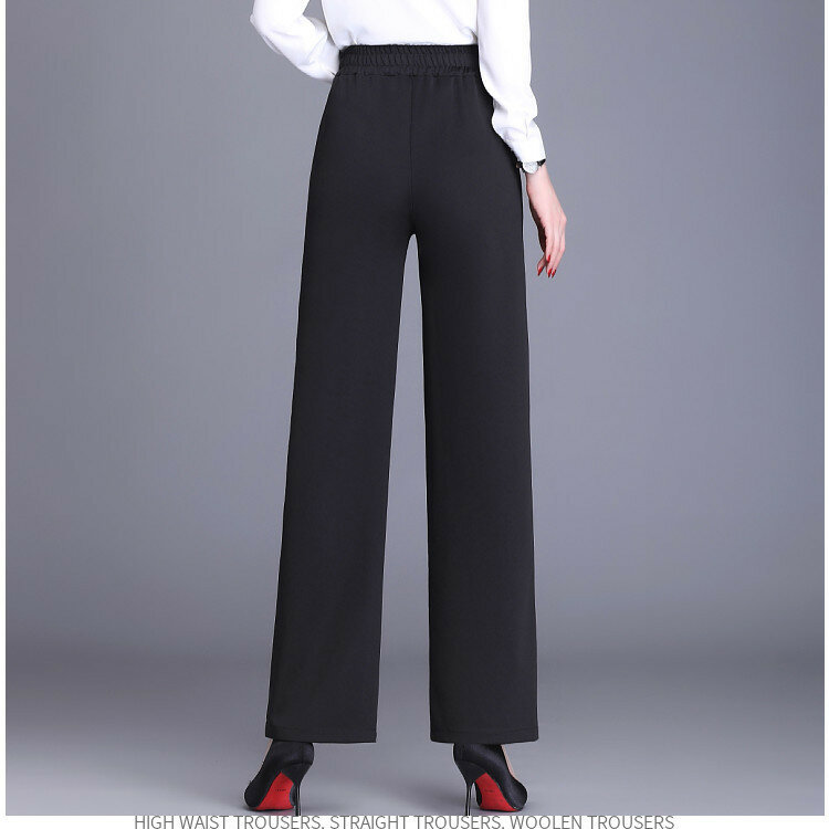ชุดสูทยืดขากว้างตรงเอวสูงของผู้หญิงกางเกงชุดผู้หญิงใส่ไปทำงานกางเกงเอวสูงฤดูร้อน2023