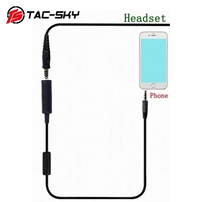 TS TAC-SKY Tactical COMTAC Headset Kompatibel dengan Peltor PTT Adapter Mini Phone PTT Plug Versi 3.5Mm