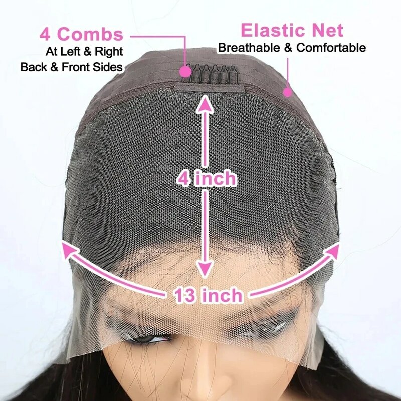 Parrucca corta riccia per capelli umani parrucca anteriore in pizzo trasparente 13*4 onda profonda 180% densità trasparente brasiliana Remy 100 capelli umani