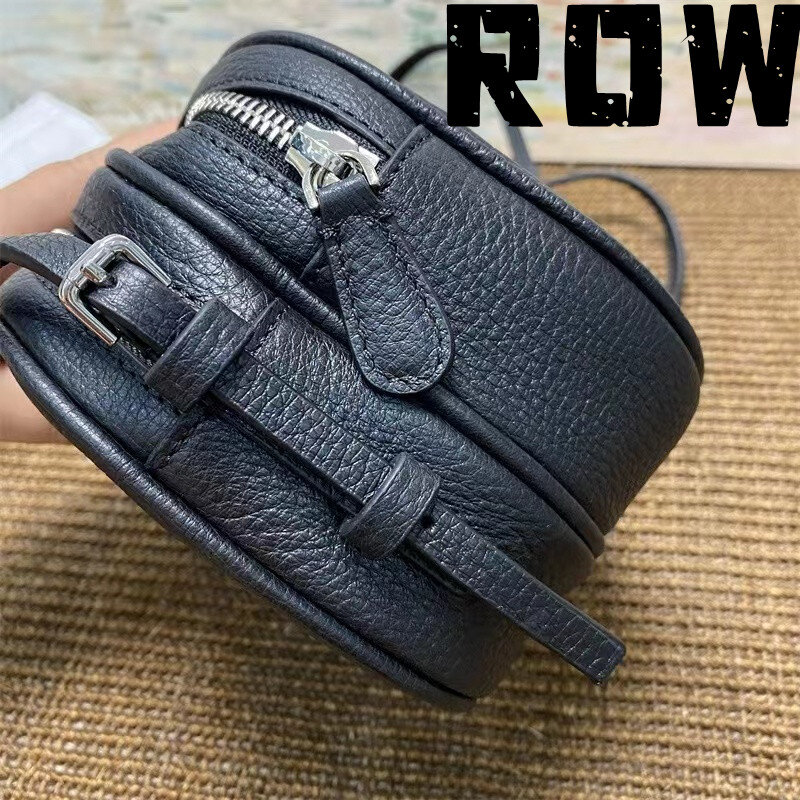 ROW2024-Bolso de hombro con patrón de lichi blanco para mujer, Mini bolso de cámara de gran capacidad, doble capa