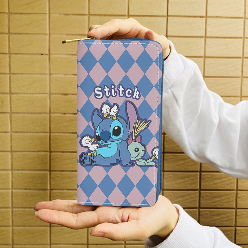 Disney-maletines de Anime Lilo Stitch W5999, monedero con cremallera de dibujos animados, monederos informales, bolso de almacenamiento para tarjetas, regalo
