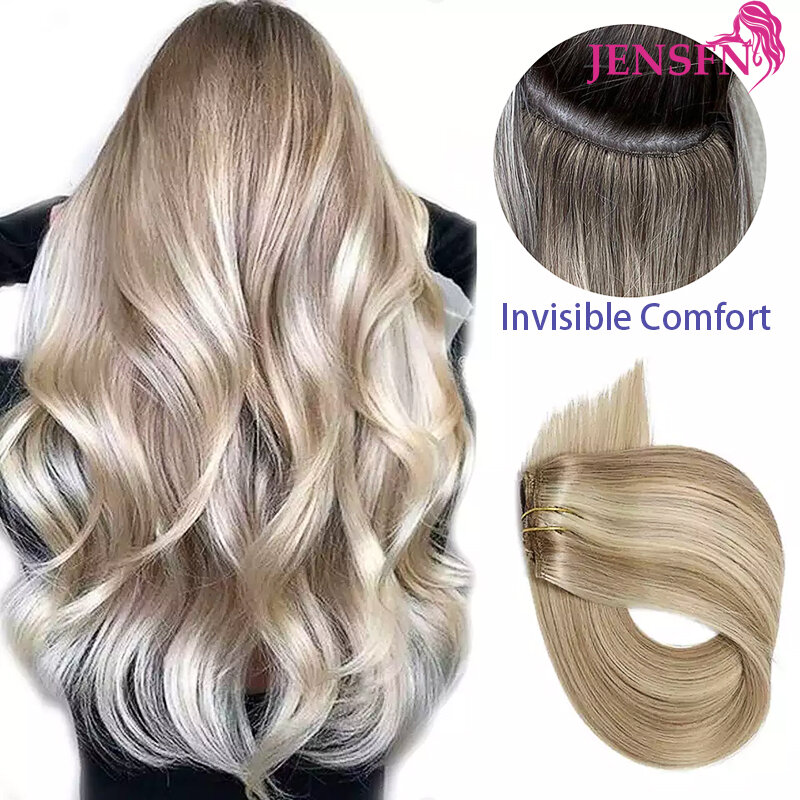 JENSFN Virgin Cabelo Humano Weft Bundles Europeu Natural Straight Hair Tece Extensões 100 g/pcs 18 "-24" Polegada Brown Blonde Color