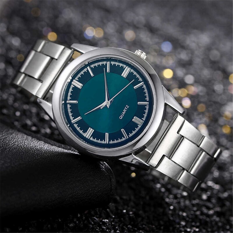 Relógio de pulseira de aço inoxidável masculino, movimento de quartzo, design elegante, moda casual, relógio de discagem comercial