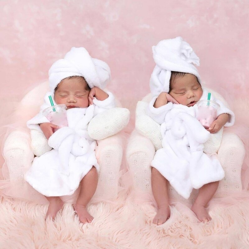 Chụp ảnh trẻ sơ sinh sang trọng Áo choàng tắm mềm mại & phong cách Bộ đồ ngủ cho trẻ sơ sinh & trẻ sơ sinh đến 6 tháng 2 cái/3