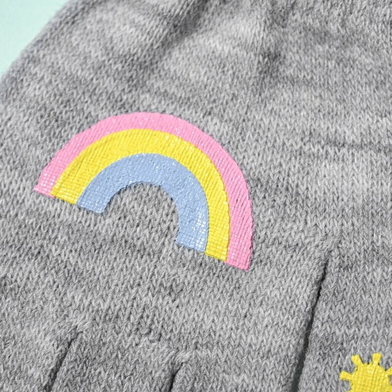Gants tricotés avec dessin animé, mitaine épaisse au Crochet pour garçons filles