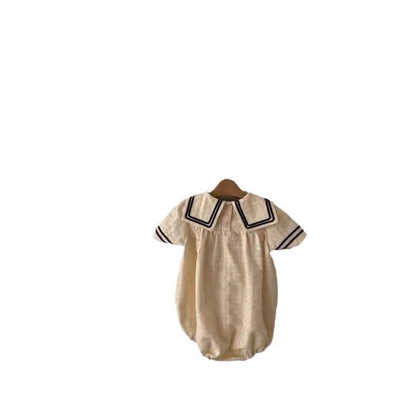 2024 Summer New Baby Short Sleeve Bodysuit Cotton Newborn Toddler Lapel Casual Jumpsuit Infant Boy Girl Versatile Clothes 0-24M