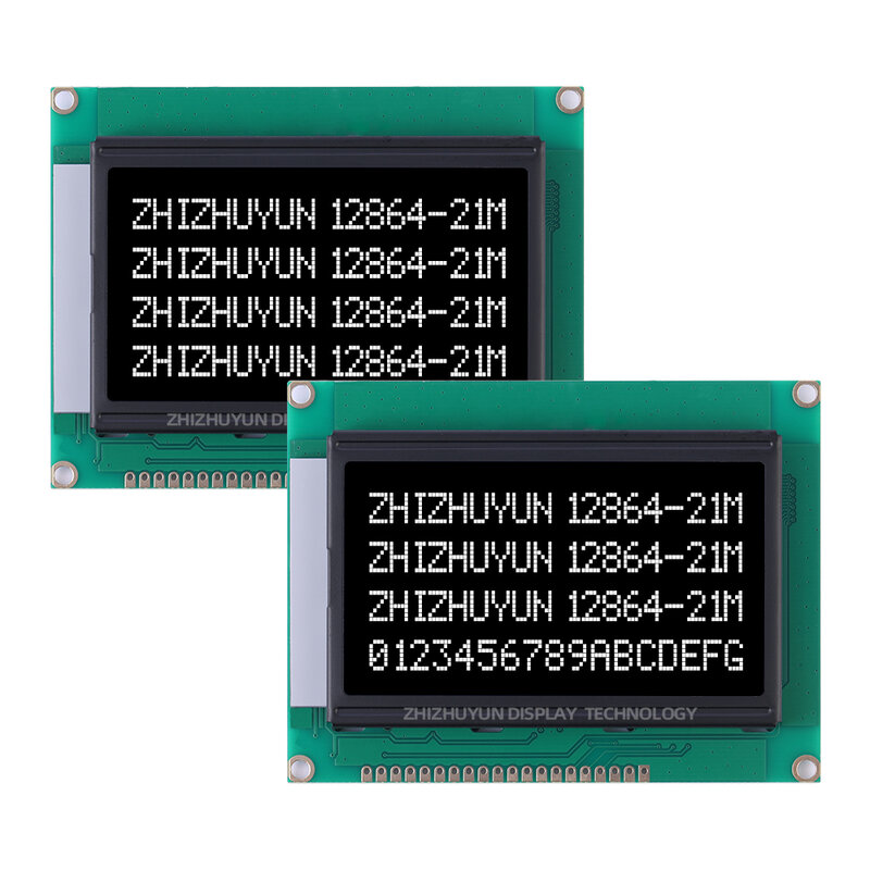 Módulo de pantalla LCD de 12864-21M, 3,3 V, 5V, DFSTN, película negra, Fuente Amarilla, módulo LCM, puerto serie, envío desde la fábrica de fuentes