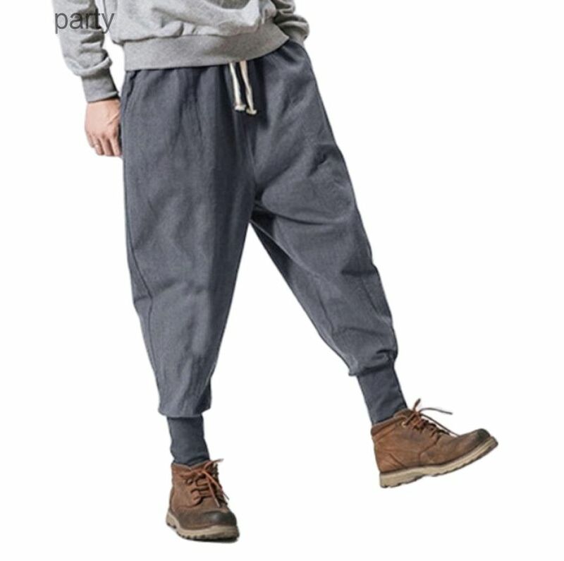 Джоггеры мужские, брюки-султанки, спортивные штаны, мешковатые брюки до щиколотки в стиле хип-хоп, на завязках, весна-лето