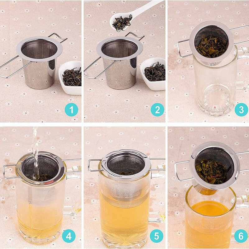 Hot! 1PC 304 Stainless Steel Reusable Tea Infuser Tea Strainer Teapot Loose Tea Leaf Spice Tea Filter Kitchen Accessories