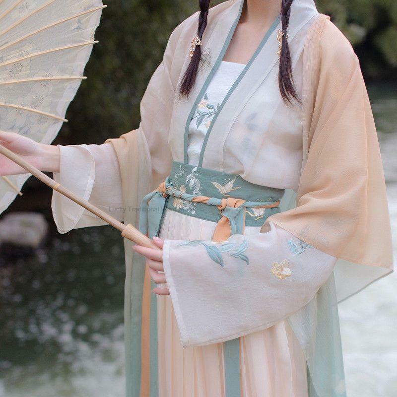ربيع جديد Hanfu فستان المرأة الصينية القديمة التقليدية Hanfu مجموعة الإناث الجنية تأثيري حلي الزي الصيف فستان Hanfu