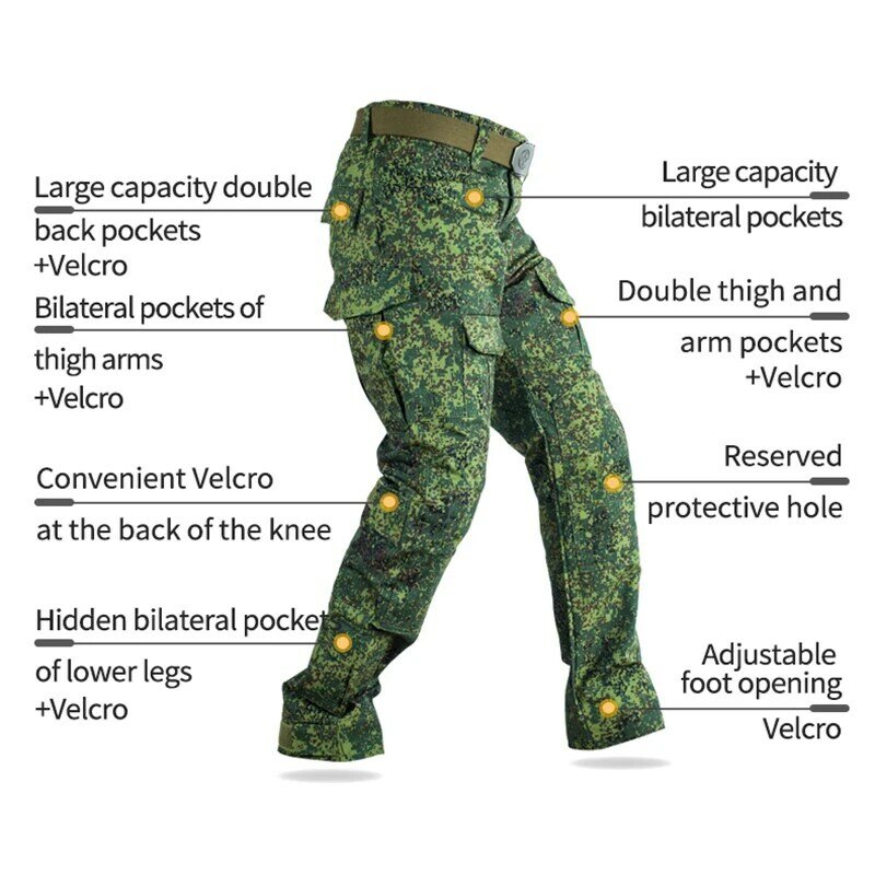 HAN WILD Camo Pants +Pads Hunting Clothes Men Army Military Airsoft Pants Tactical Trousers Outdoor Hunting Fishing Pants Male