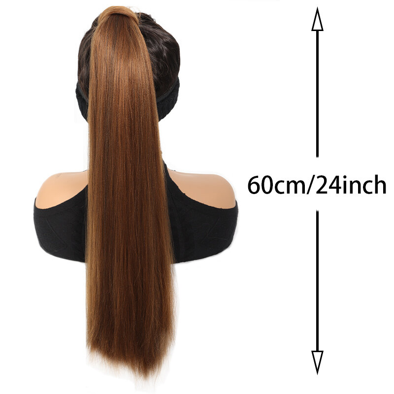 Magic sticker Straight ponytail Women's Wig ponytail wig synthetic wig Magic sticker long straight ponytail heat-resistant