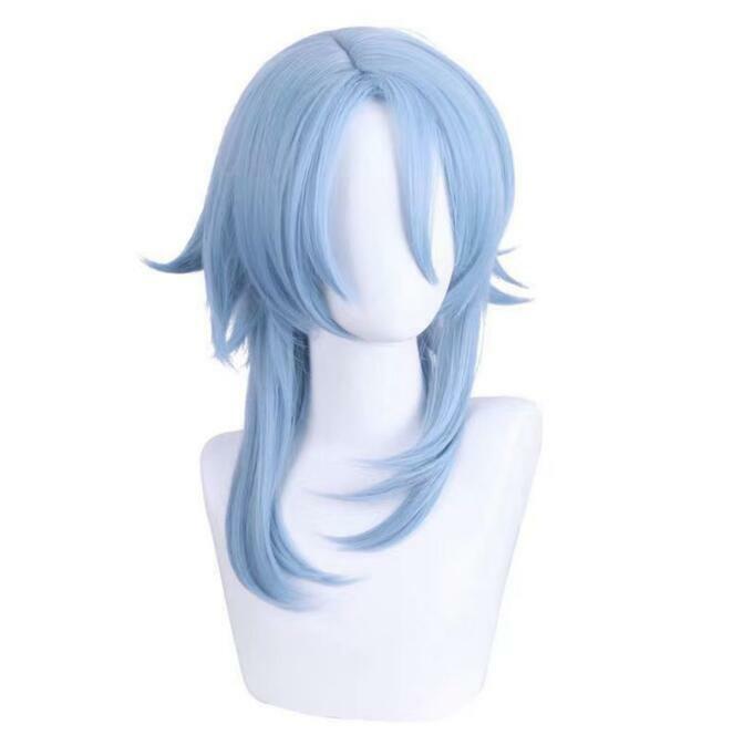Genshin Impact Kamisato Ayato Wigs Synthetic Long Straight Blue Game Cosplay Hair Heat Resistant Wig for Party