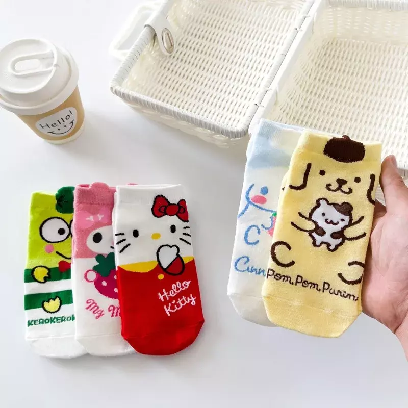 1 Paar Kawaii Sanrio Hallo Kitty meine Melodie Cinna moroll Cartoon Boot Socken lüften kurze Socken dünne Baumwolle Weihnachts mädchen Geschenk
