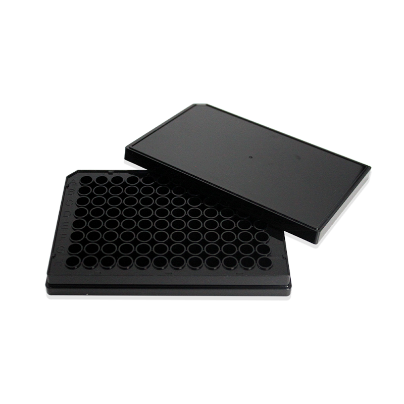 LABSELECT 96-Well Cell Culture Plate, Black Plate and Black Bottom, Black Lid, 11516-BL