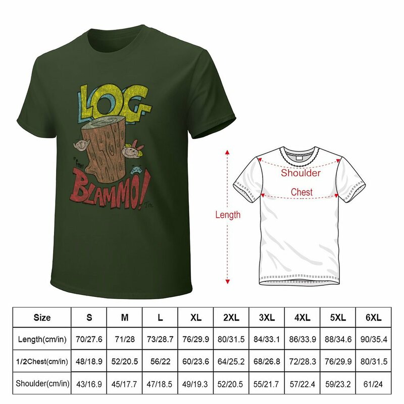 Log Door Blammo (Retro Distressed Look). T-Shirt Jongens Wit Tops Vintage Kleding Getailleerde T-Shirts Voor Mannen