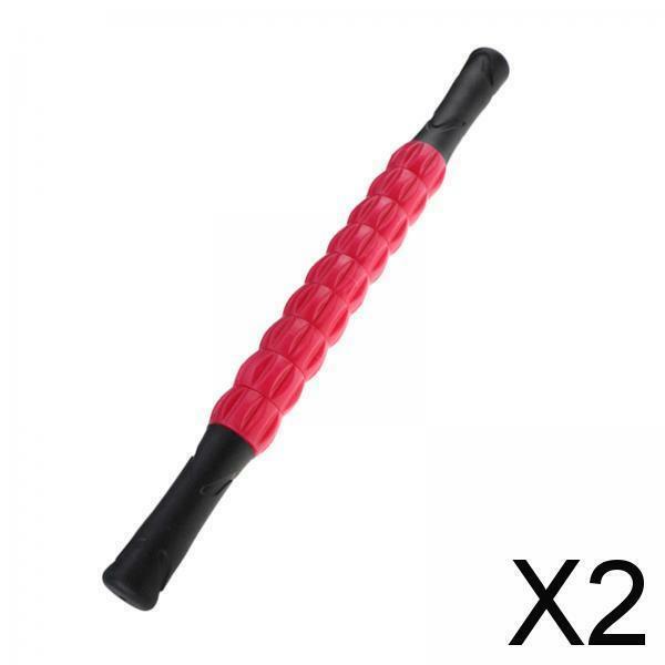 2xPortable Muscle Roller Stick for Athletes Full Body Massage Sticks Rose Red