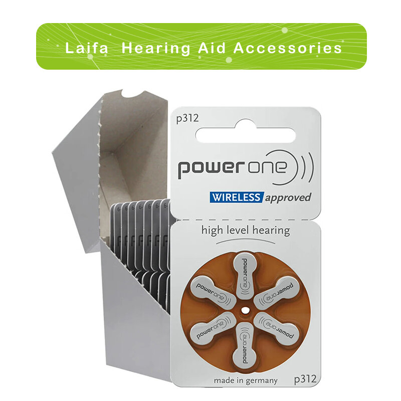 60 PCS Powerone Zinc Air Hearing Aid Batteries P10 P13 P312 P675 for CIC ITC RIC BTE Hearing Aids