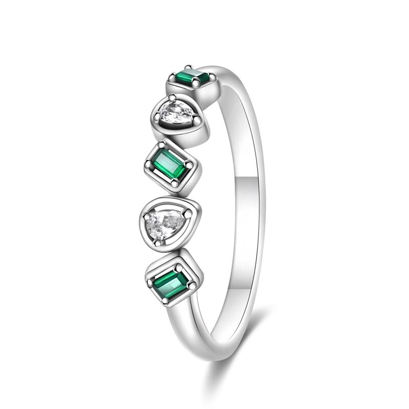 Cincin tetesan air hijau perak murni 925 cantik cincin tidak beraturan untuk lamaran wanita aksesoris perhiasan pesta
