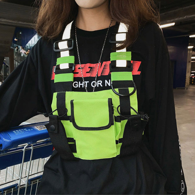 Функциональная тактическая нагрудная сумка для мужчин Модная пуля жилет в стиле хип-хоп Уличная сумка поясная сумка унисекс черная нагрудная сумка 899