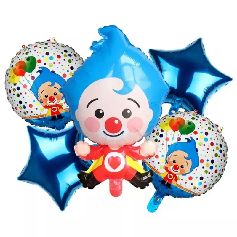 6 buah/Set balon Foil Plim badut kartun balon pesta ulang tahun anak dekorasi pemasok mainan bola anak-anak global udara mandi bayi