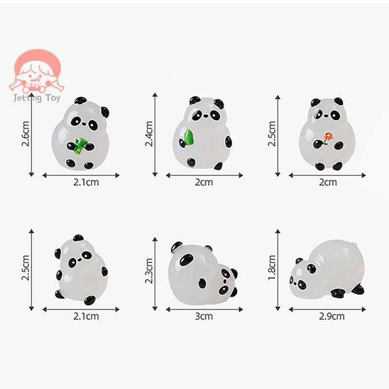 Glowing Panda Mini Figurines Miniature Panda Ornament Glowing In Dark Accessories