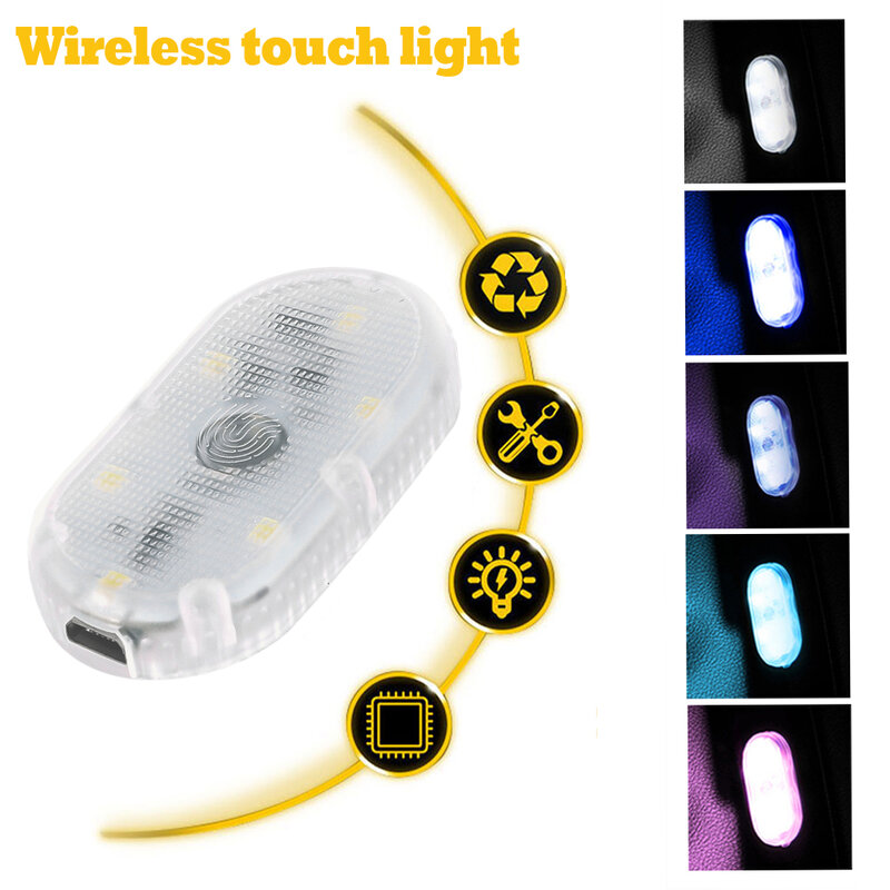 Universal Car Mini Led Touch Switch Light Auto Wireless Ambient Lamp Portable Night Reading Light Car Roof Bulb Interior Lights