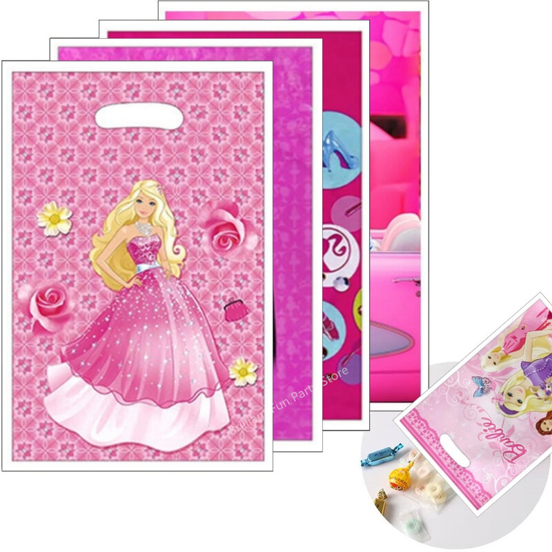 Decoraciones para fiesta de cumpleaños de Barbie, bolsa de caramelos con temática de princesa rosa, bolsa de regalo, suministros para fiesta de Baby Shower, 10/20/30 piezas