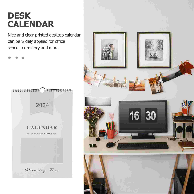 Ежемесячный настенный календарь, настенный календарь, ежемесячный календарь для дома, прочный год, настенная установка, подвесное помещение, 2024 праздников