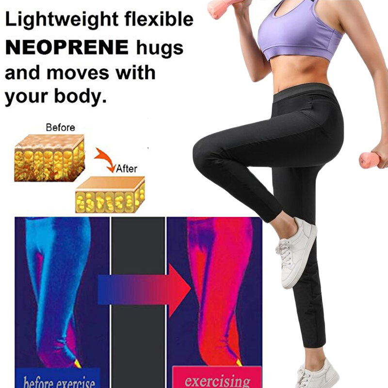 MrifDila High Waist Blue Lined Shaper Sauna Slimming Pants Hot Thermo Fat Burning Sweat Capris Athletic Shapers For Weight Loss