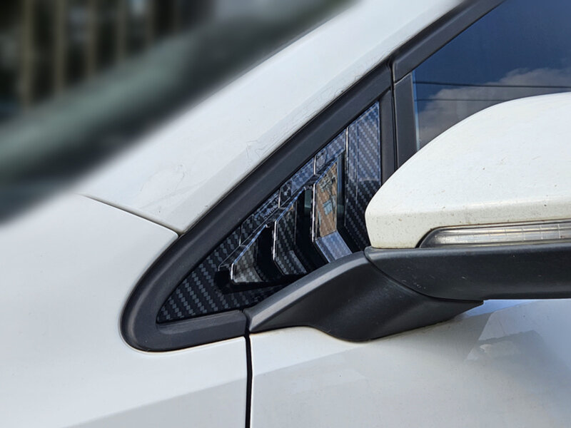 Grelha da janela do triângulo dianteiro do carro, obturador lateral, tampa de sombras cegas, adesivo guarnição, ventilação de carbono automático, VW Golf 7, MK7, MK7.5, 2013-2019
