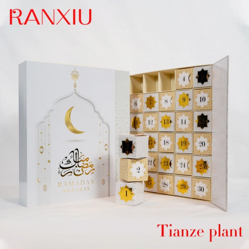 Caja de embalaje para niños, calendario de adviento de Ramadán, cuenta regresiva personalizada, chocolate vacío, 30 días