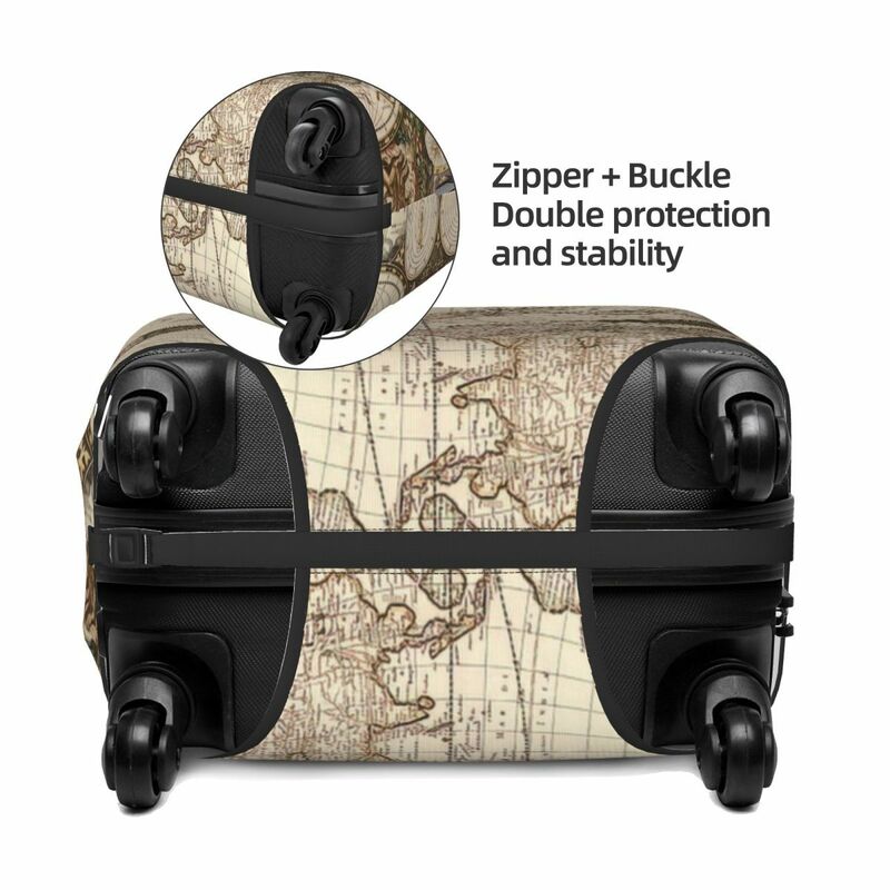 Map Of The World Print Luggage Protective Dust Covers Elastic Waterproof 18-32inch Suitcase Cover Travel Accessories