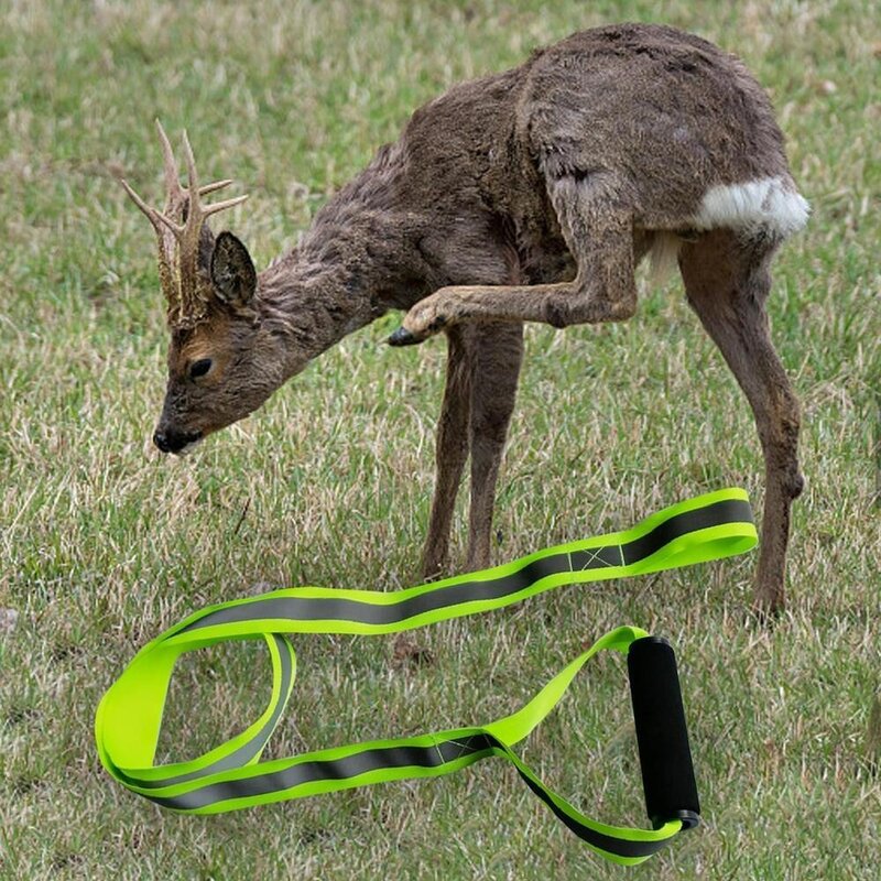Arnés de arrastre de ciervo de nailon, correa reflectante portátil para caza al aire libre, ciervo verde
