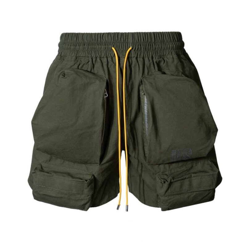 2024 Summer Men Multi-pocket Tactical Cargo Shorts Y2K High Street Drawstring Military Style Techwear Pants pantalones cortos