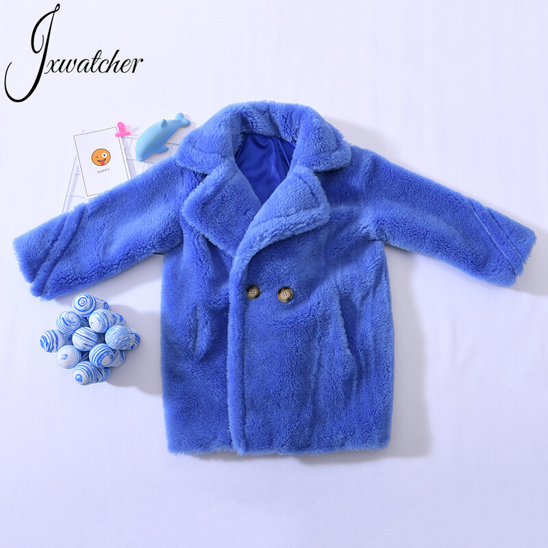 Jxwater-子供用の毛皮のコート,羊の毛皮で編まれた,男の子用の暖かい服,赤ちゃんの冬のコート,良質