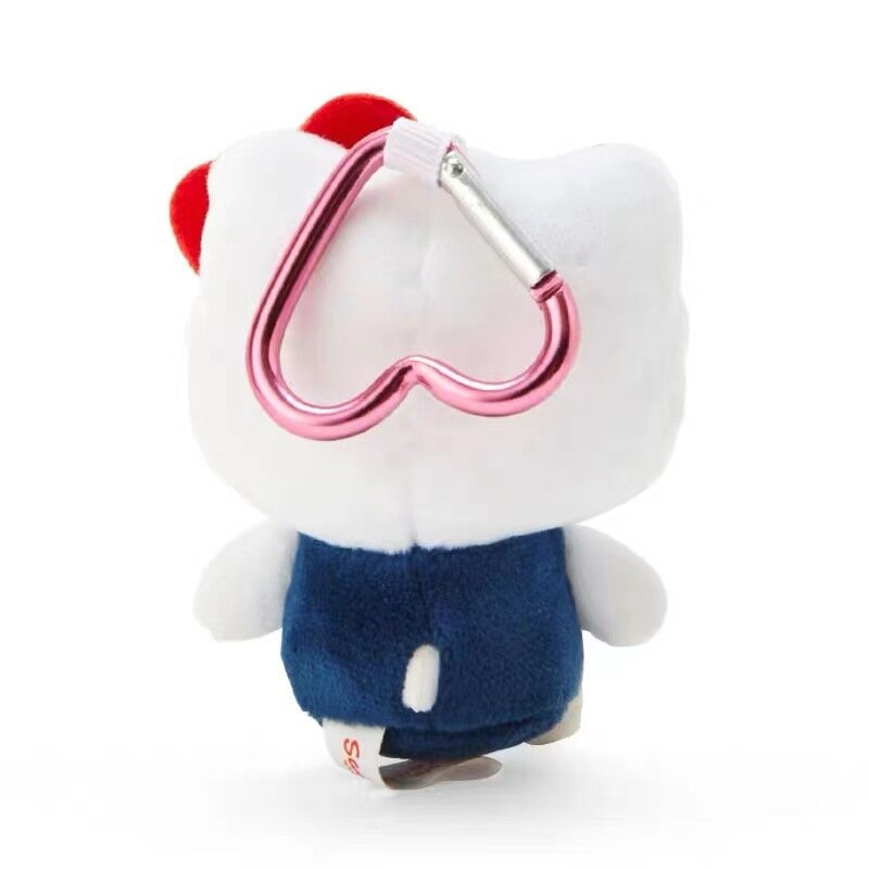 Kawaii Sanrio Hello Kitty gantungan kunci mewah CINTA gesper tas boneka mewah liontin Girly telepon seluler ornamen gantung hadiah Natal