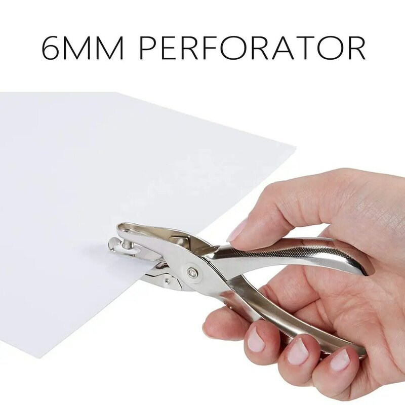 Novo metal 6mm diâmetro do poro perfurador perfurador único furo mão papel scrapbooking socos 1-8 páginas perfurador de furo de papel