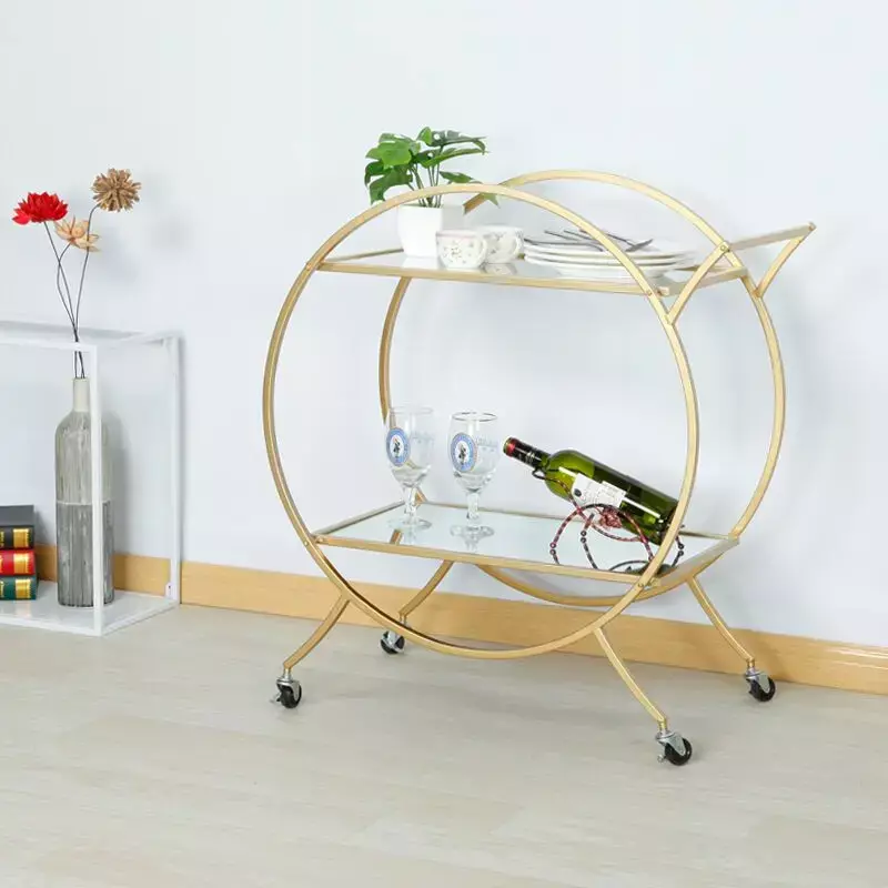  Nordic Ins Wind Food Trolley with Pulley: Hotel Home Double-Layer Tool Storage Rack Simple Modern Creative Mobile Organizer