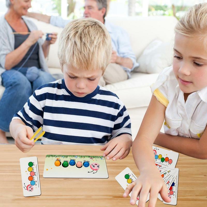 Mainan manik-manik klip pola ulat cacing kayu anak-anak warna mainan edukasi pembelajaran dini permainan yang cocok
