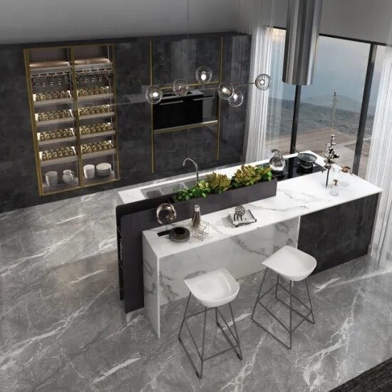 Armário de cozinha personalizado com porta de vidro, alta qualidade, moderno