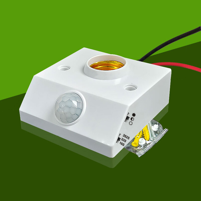 Suporte da lâmpada do sensor infravermelho do IR do corpo humano automático, lâmpada LED, base E27, detector PIR, tomada de parede, AC85-265V