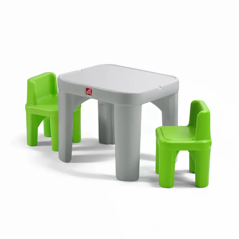 Set tavolo e sedie in plastica per bambini, grigio