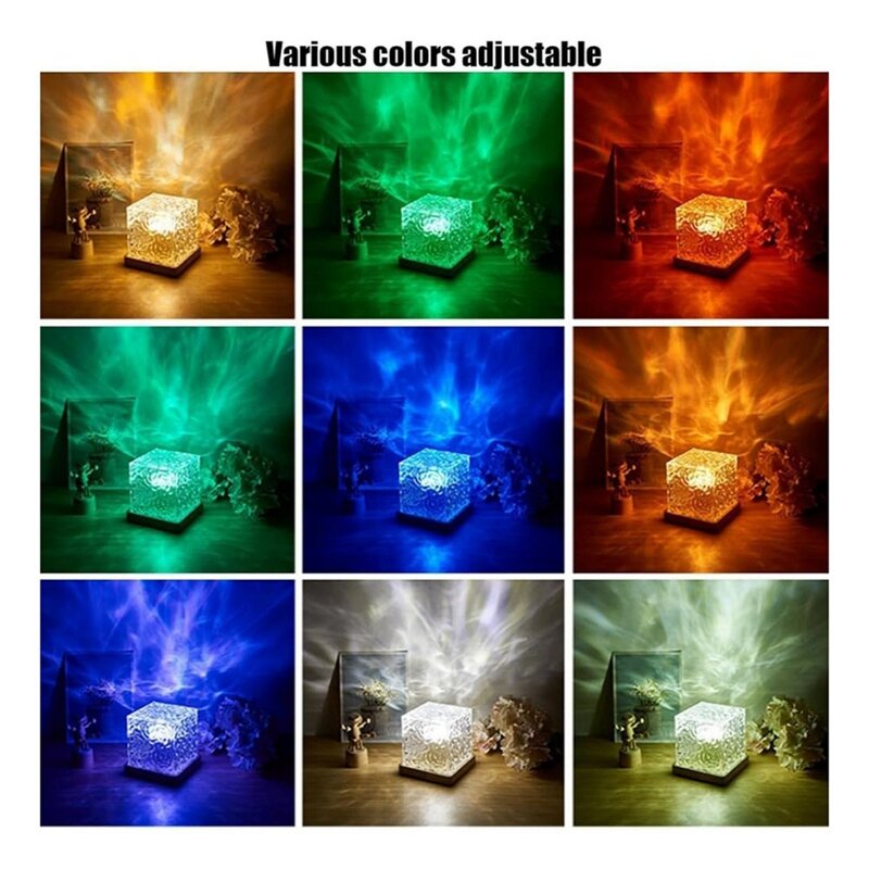 Aurora Noorderlichtlamp, Wave-Kubus Lamp, Oceaangolfprojector, 16 Kleuren Watergolf Effect Lichten Voor Slaapkamer