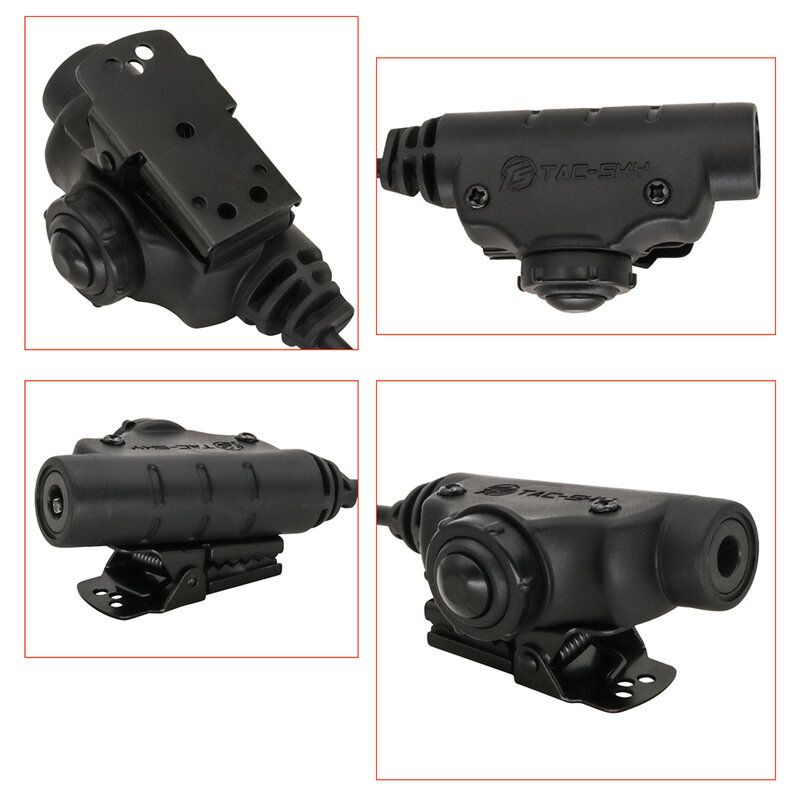 TS TAC-SKY U94 V2PTT Headset taktis adaptor standar militer 7.00mm kabel Jack kenwood untuk Baofeng UV-5R UV-6R Walkie Talkie