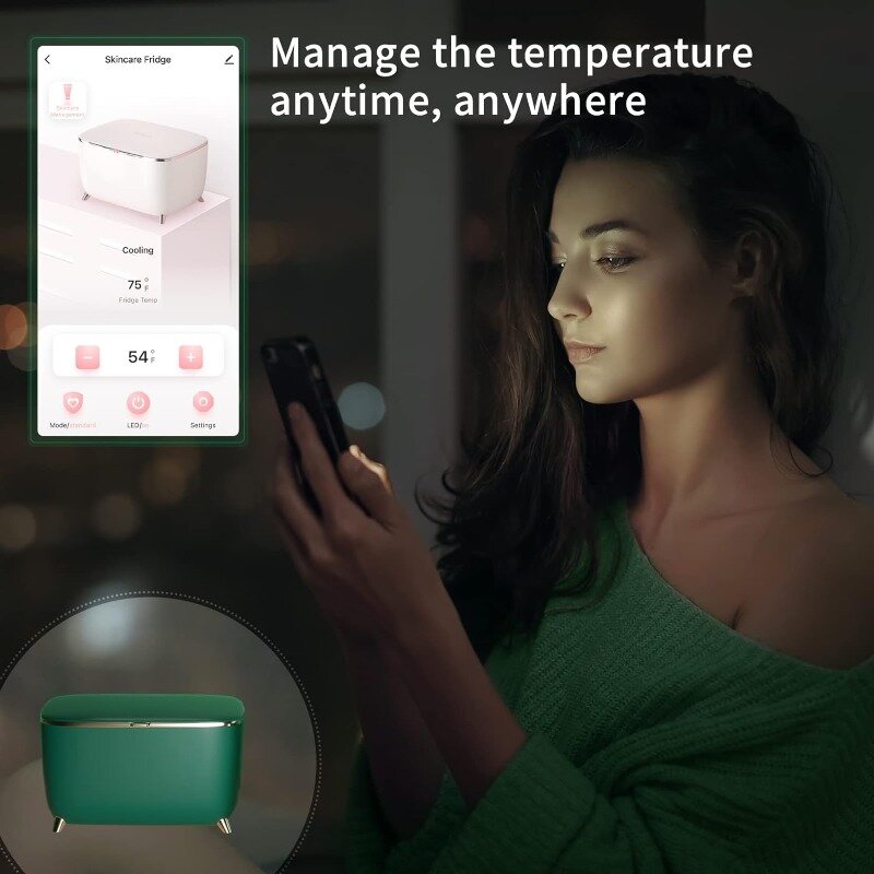 LVARA-ثلاجة صغيرة محمولة للعناية بالبشرة ، احترافية ، تطبيق حياة ذكية ، 9 لترات ، ترقية ، مكياج