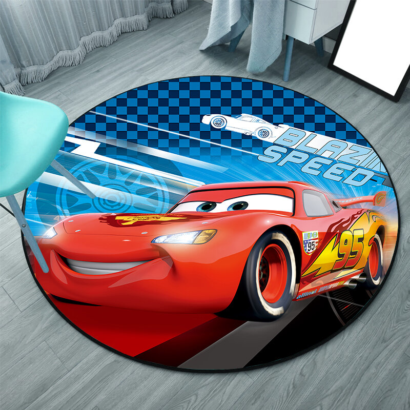 Disney Lightning McQueen พรม100ซม.รถยนต์รอบเด็กเล่นพรมเด็กเกมห้องชั้นห้องนั่งเล่นพรมการ์ตูน