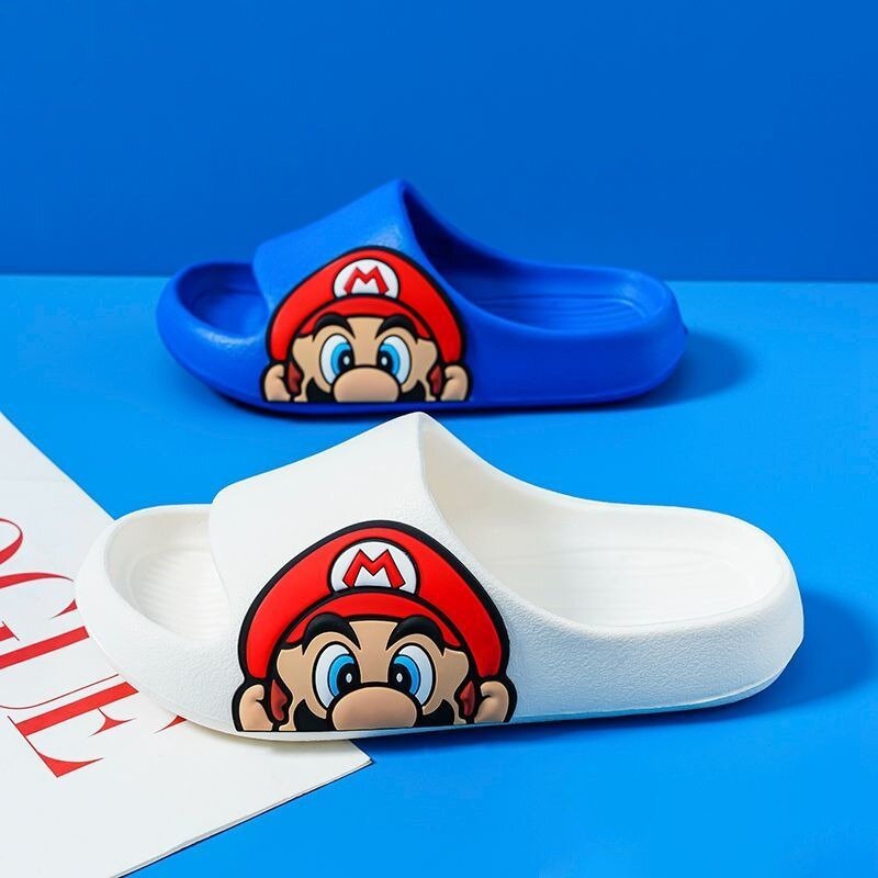 Zapatillas de dibujos animados de Super Mario para niños y niñas, zapatos antideslizantes transpirables, lindos y cómodos para el baño, ropa exterior de verano