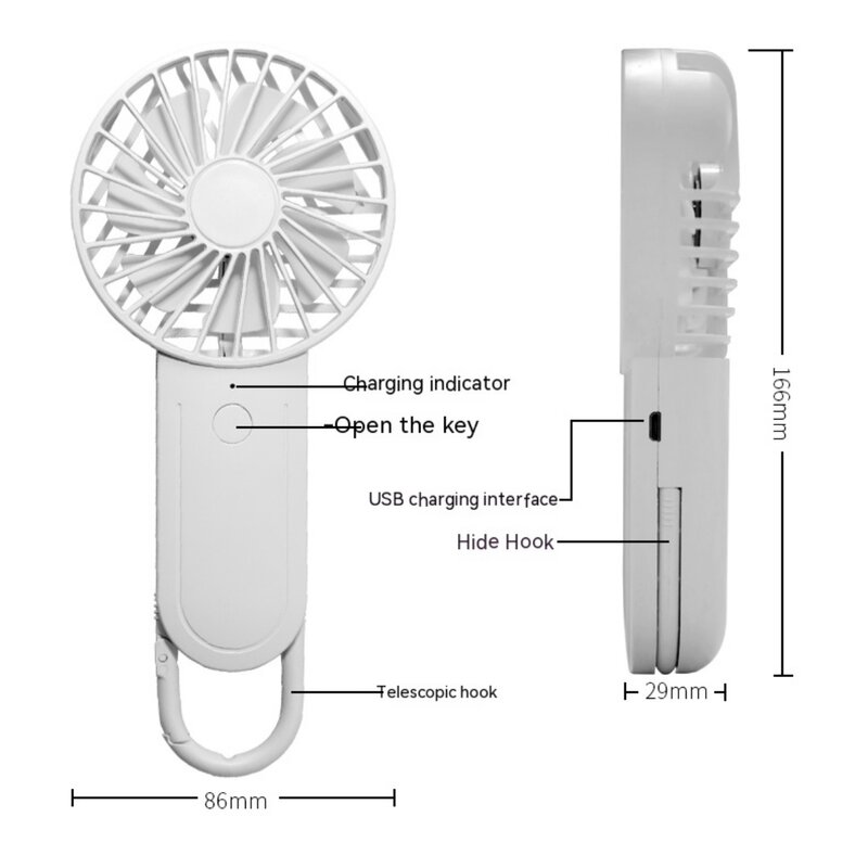 Mini USB Carregamento Desktop Fan, Estudante Dormitório Escritório Portátil Plantain, Pequeno ventilador