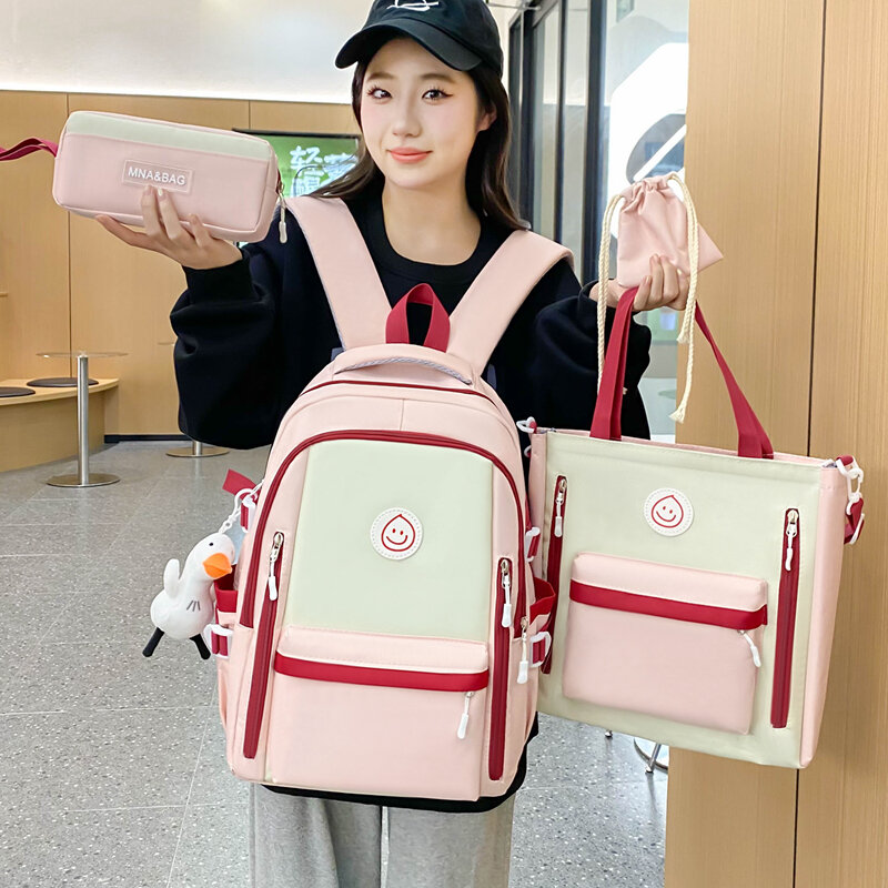 4pcs Sets Children's School Backpack Kawaii Women's Bagpack Bookbag Laptop Bag For Teens Girls Mochilas 2023 Students Tote Bag50